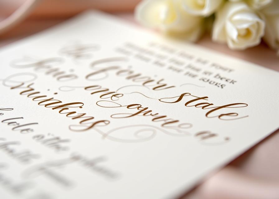 Custom wedding invitation with beautiful calligraphy